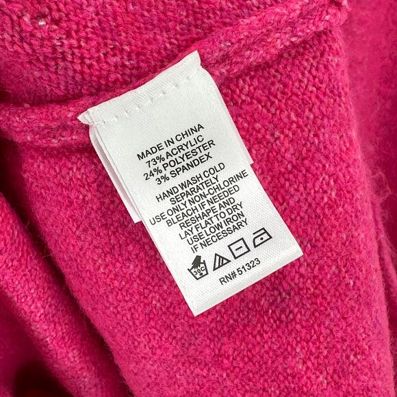 CeCe Studded Rhinestone Pullover Sweater Plus Size 3X Hot Pink Drop Shoulder - Picture 7 of 7